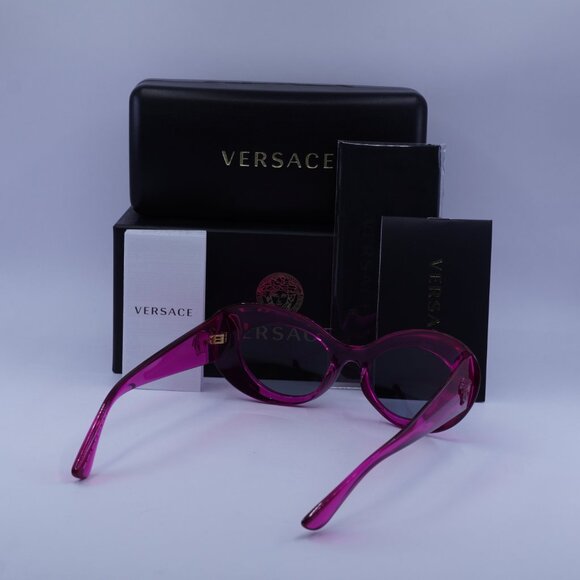 Versace VE4456U 533487 Oval Sunglasses – Pink Transparent/Dark Grey main image 4
